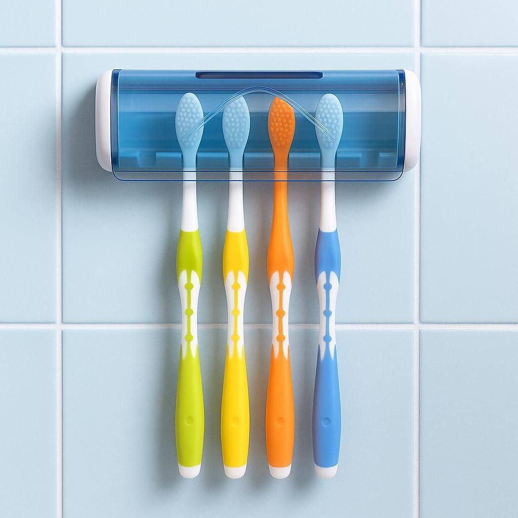 Self-Adhesive Plastic Toothbrush Holder (With Cover)